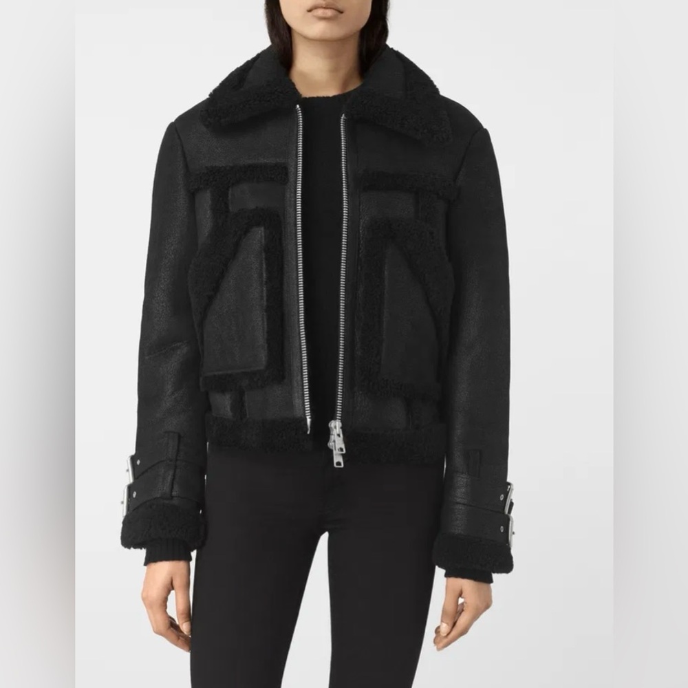 All Saints Genuine Sheepskin Shearling Asher Jacket